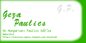 geza paulics business card